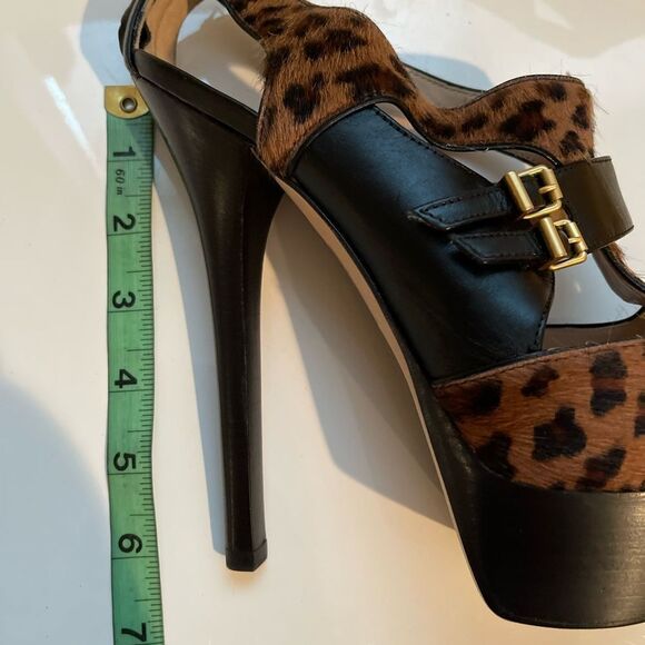 Fendi Leopard Calf Peep Toe Heels Size 38.5 Have never been worn - Picture 9 of 11